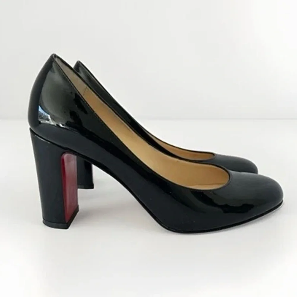 Christian Louboutin Lady Gena Pumps Heels Black Patent Leather Size 35.5 US 5.5 - Picture 4 of 13